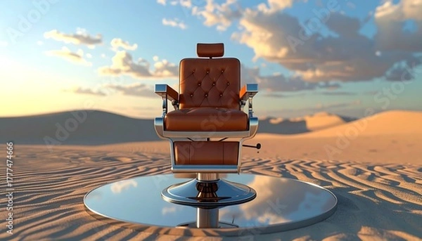 Fototapeta Barber Chair in Desert Landscape A Unique Concept of Isolation and Solitude Under the Sky