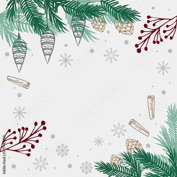 Obraz White Christmas background, festive web template - Vector illustration