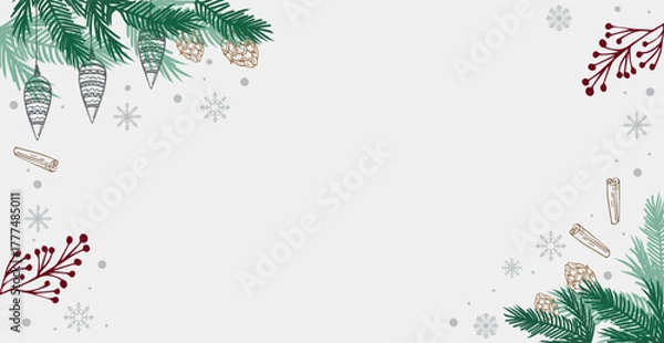 Obraz White Christmas background, festive web template - Vector illustration