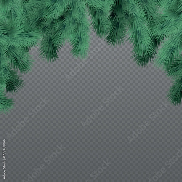 Obraz New Year Christmas background, festive fir tree, web template without background for advertising, postcards - Vector illustration