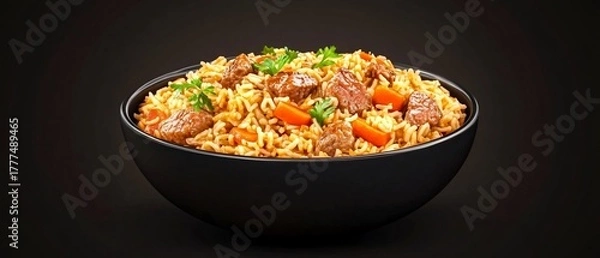 Obraz Savory Pilaf with Carrot and Meat