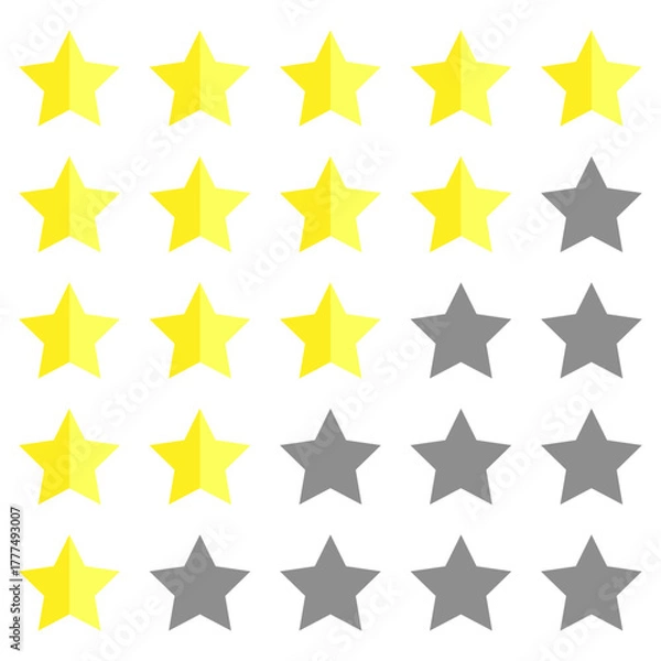 Fototapeta Collection of Product rating or customer review with gold stars icons