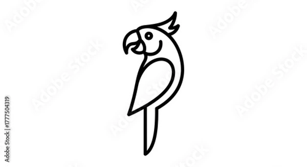 Fototapeta Parrot outline vector illustration