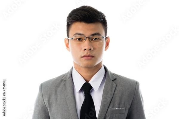 Obraz Portrait of a business man with glasses. Isolated on white background