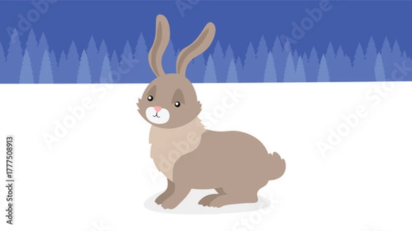 Fototapeta rabbit in the winter forest. vector illustration, flat design.