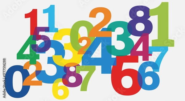 Fototapeta Colorful Assortment of Various Numbers Scattered Randomly.