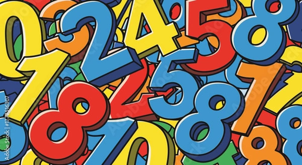 Fototapeta Colorful Assortment of Numbers and Digits.