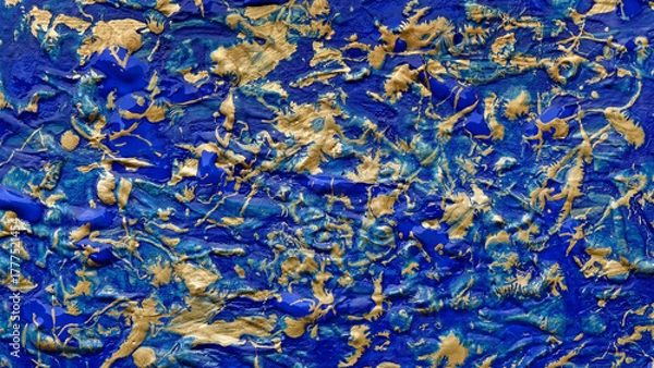 Obraz Blue and goldAbstract expressionism background illustration
