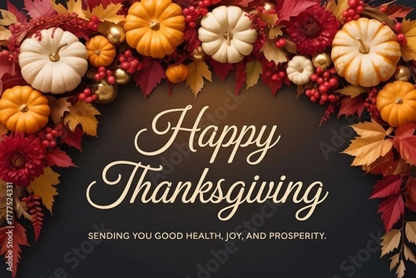 Obraz Happy Thanksgiving day social media post celebration illustration background thanksgiving greeting autumn concept