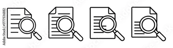 Fototapeta Document search find magnifying glass icon vector illustration for web and graphic design