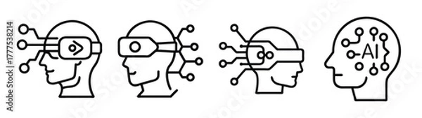Fototapeta Exploring virtual reality and artificial intelligence concepts in modern technology design