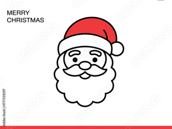 Fototapeta A graphic illustration of Santa Claus's face with a merry christmas message.