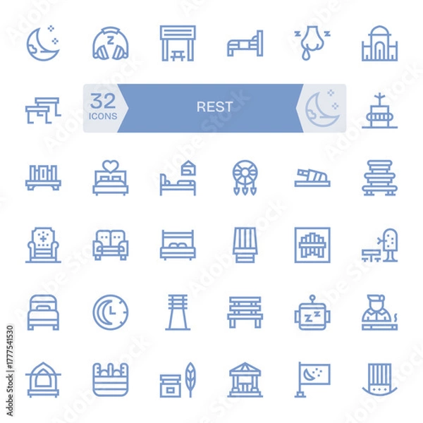 Obraz 32 Pixel Optimized Bold Line Vector Icons from Rest Collection