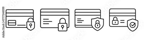 Fototapeta Credit card security and protection vector illustration for secure online banking and payments systems