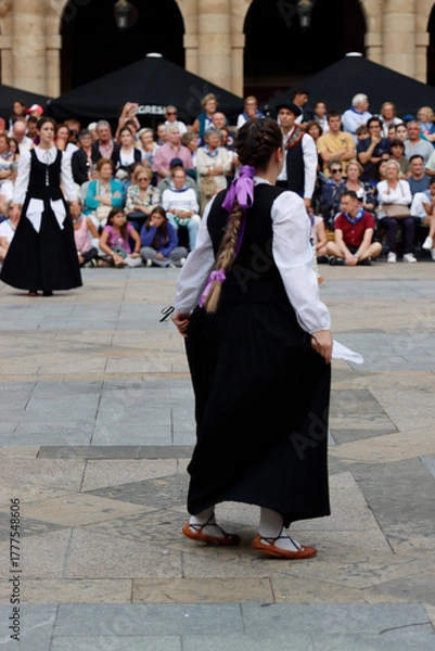 Fototapeta Basque folk dancers in a spectacle