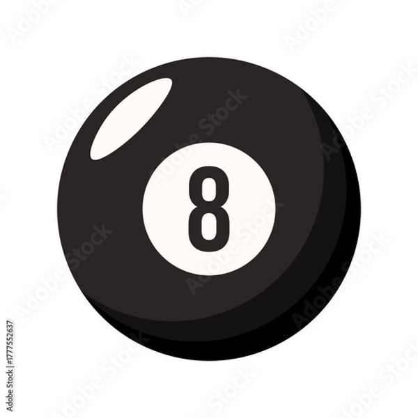 Fototapeta Lucky vector eight Billiard Ball isolated transparent background. Vector illustration of 8 Billiard Ball template design. Pool Ball with number eight. EPS 10.