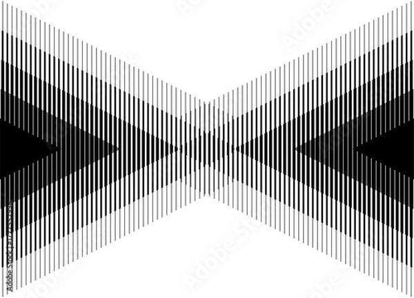 Fototapeta Vector pattern of striped triangles, black on white background. Modern design element from lines. Vector background for covers, advertising, packaging. Abstract geometric