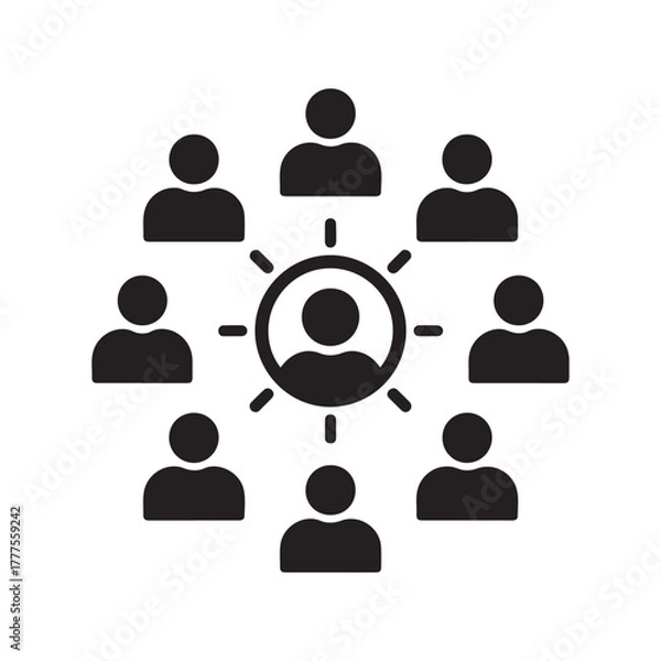 Fototapeta Virtual team collaboration solid icon