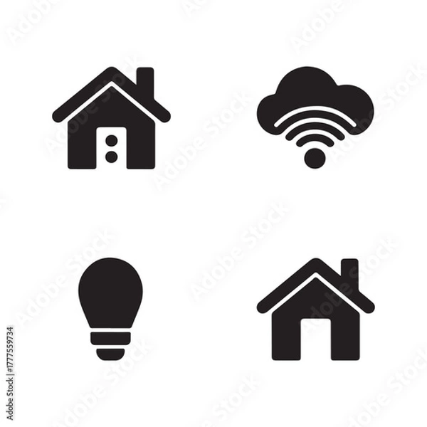Fototapeta Smart house automation network solid icons