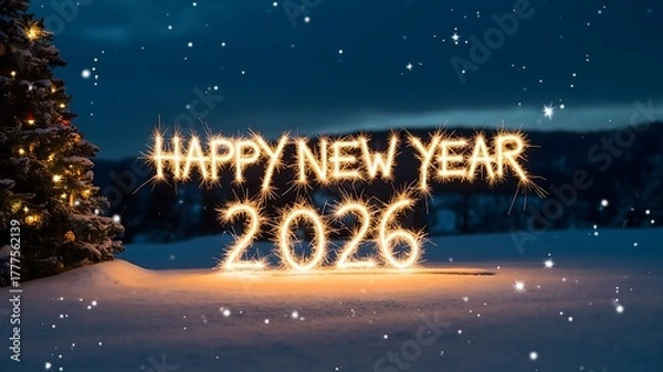 Fototapeta Spectacular red, pink, and white fireworks exploding across the dark night sky, creating a vibrant, festive and smoky background for celebrations, holidays, New Year's Eve, and grand events.