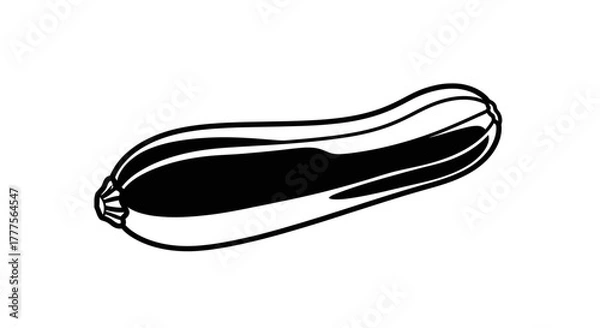 Obraz A black and white illustration of a single, elongated zucchini.