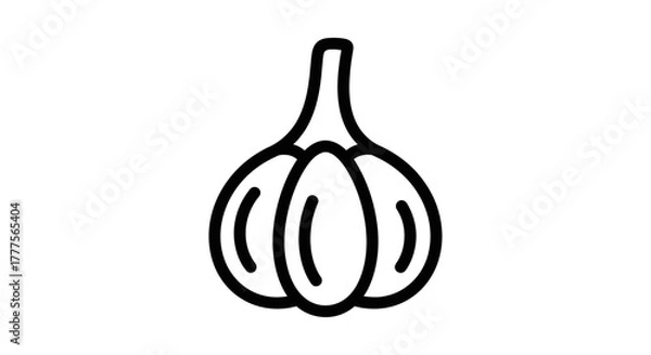 Obraz Simple black and white illustration of a garlic bulb, isolated.