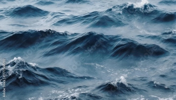 Fototapeta Turbulent Ocean Waves - A Dynamic Seascape of Rolling Water.