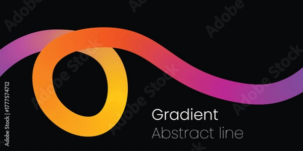 Obraz Vibrant Gradient Wave Loop on Black Background – Futuristic Abstract Line Art for Posters and Digital Design