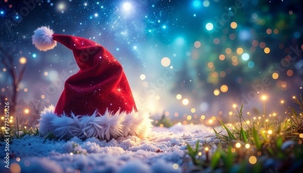 Obraz 雪の上のサンタクロースの帽子