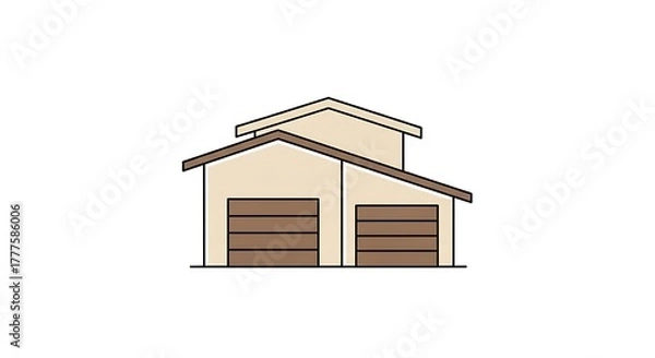 Fototapeta Modern Two-Car Garage Illustration with Gable Roof Design.