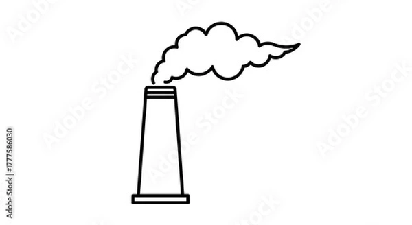 Fototapeta Factory chimney emitting smoke, pollution concept, environmental impact illustration.