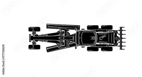 Obraz Overhead View of a Black and White Formula One Car.