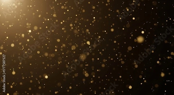 Fototapeta Golden Dust in Warm Light – Atmospheric Sparkle Particles on Dark Background