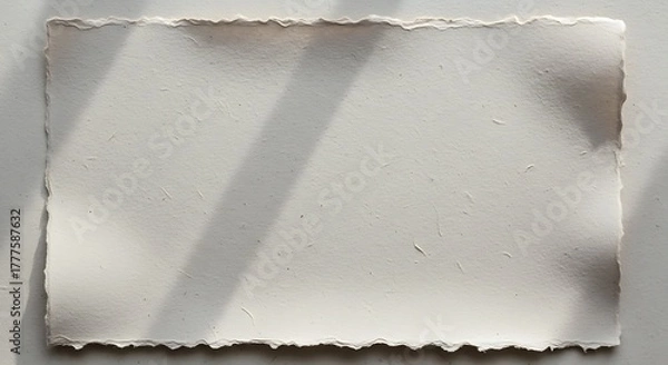 Fototapeta Textured Deckle-Edge Paper – Minimal Blank Sheet with Soft Shadows and Natural Surface