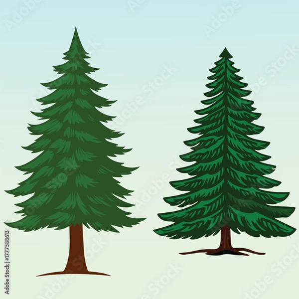 Obraz Realistic Christmas Tree Vector Illustration