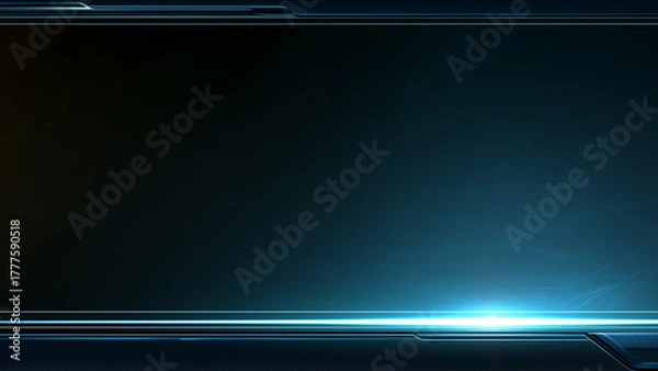 Obraz SF的なデザインの青いメタリックなフレーム背景