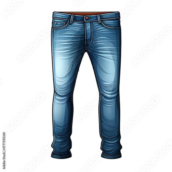 Obraz Stylish blue jeans with a distressed look, perfect for casual outfits and everyday wear.