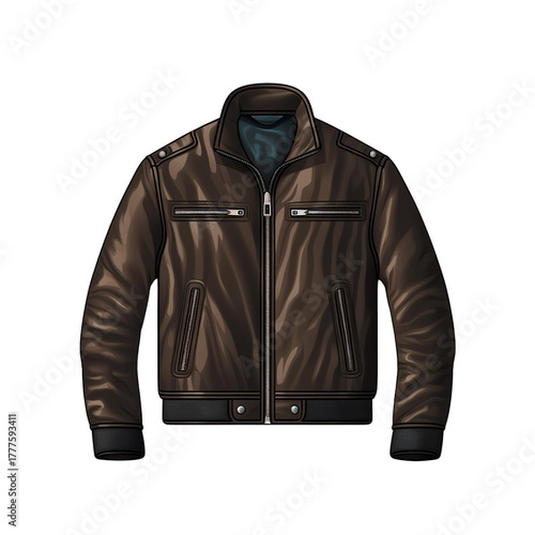 Fototapeta Stylish brown leather jacket with a modern design, perfect for any casual or semi-formal occasion.