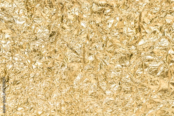Fototapeta Gold wrinkled paper texture abstract background
