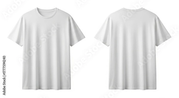 Obraz Front and back view of a plain white tshirt isolated on white background