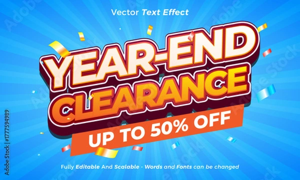 Obraz 3D year end sale poster editable text effect template