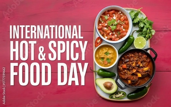 Obraz International hot and spicy food day celebration with delicious dishes