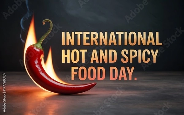 Obraz Red chili pepper on fire celebrating international hot and spicy food day