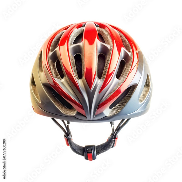 Fototapeta Modern Bicycle Helmet with Air Vents PNG on Transparent Background.