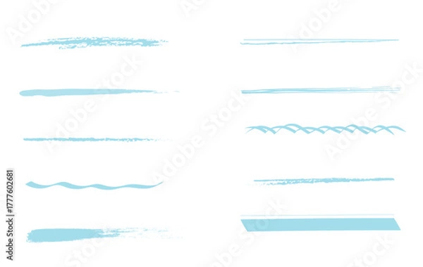 Obraz 青いマーカーで描いたライン素材のセット