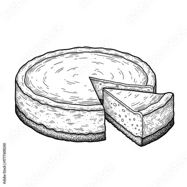 Fototapeta Detailed engraving,  of a bread loaf with a textured surface  