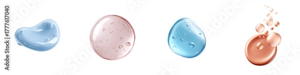Fototapeta Set of Cosmetic Gel Droplets in Various Colors Isolated on White
