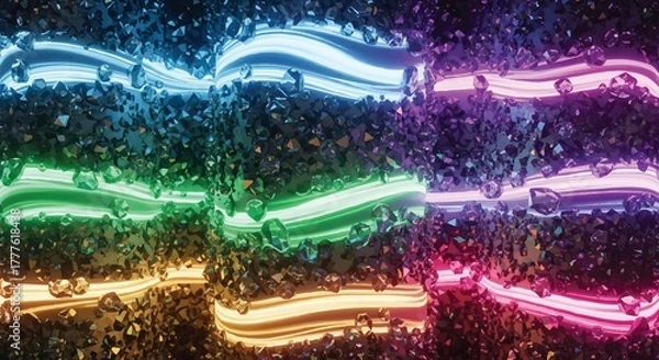 Fototapeta Abstract blobs with horizontal stripes ar