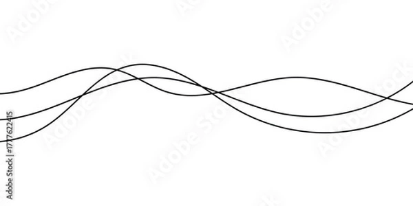 Obraz Curved Thin-wavy lines set on white page. Wavy black thin line set. Thin wavy lines set on isolated white page. EPS 10. 