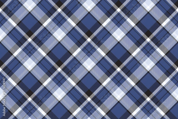 Fototapeta Blue Diagonal Tartan Plaid Pattern Seamless Fabric Texture Background